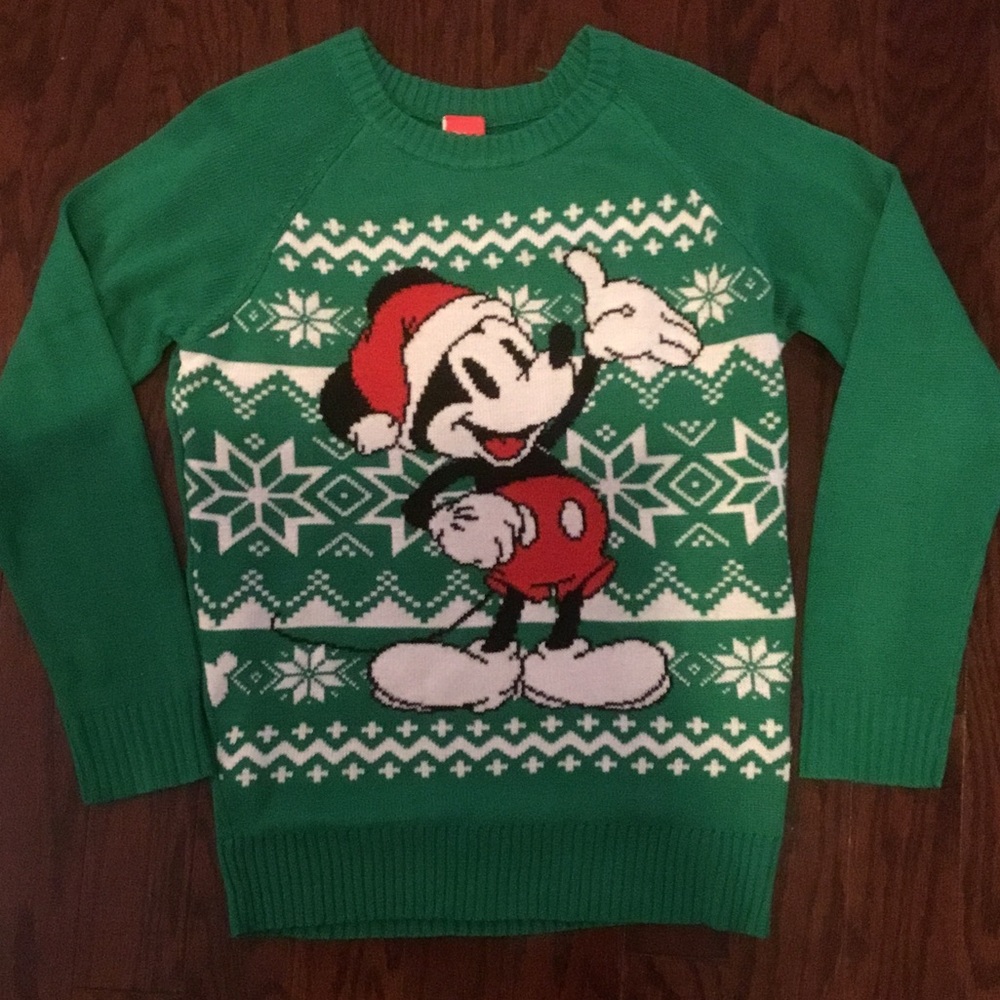 Disney Green Holiday Mickey Mouse Women’s Sweater Sz M